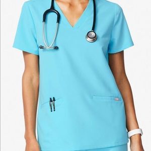 Figs Neon Blue Scrub Set